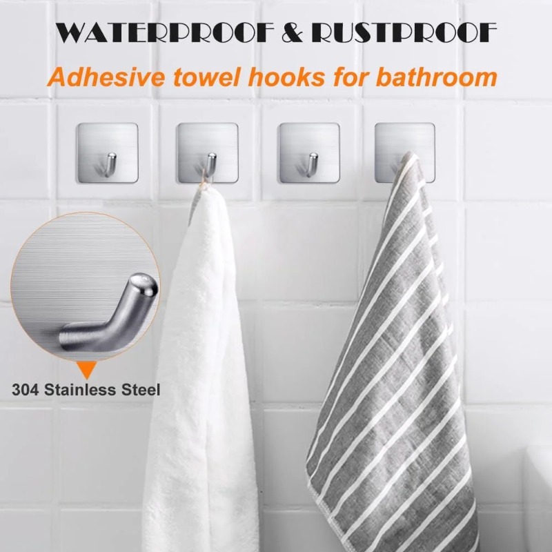 Home Goods Bathroom Storage - 4 Peças Ganchos de Aço Inoxidável