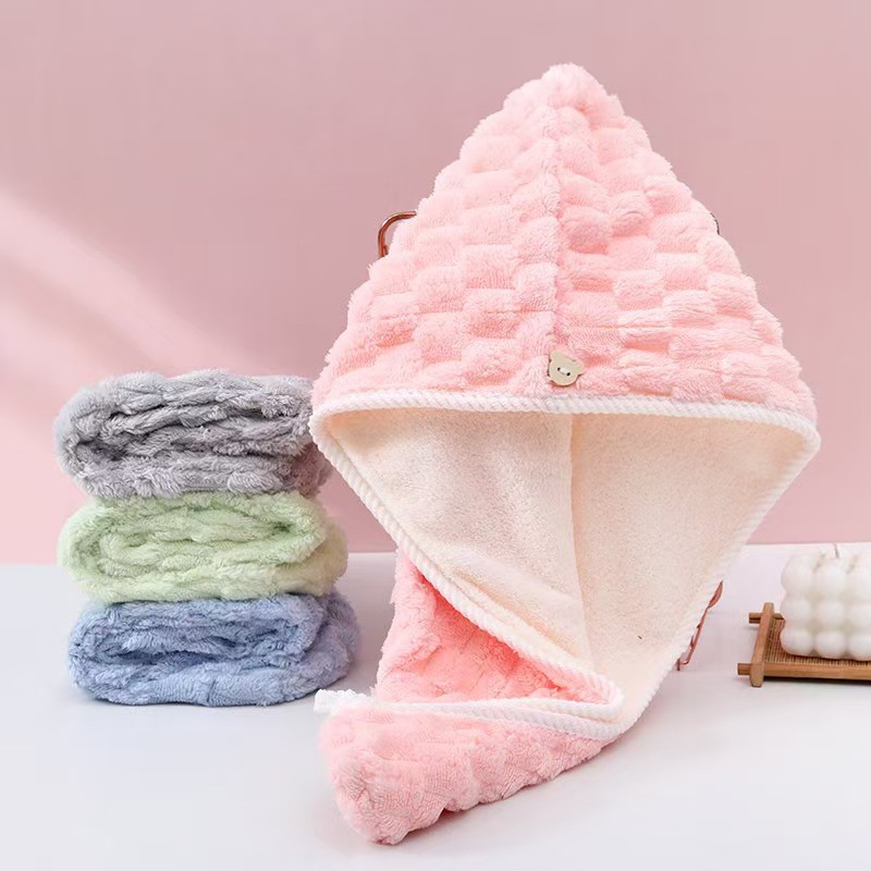 Home Bathroom Towels - Touca de Cabelo de Coral Fleece