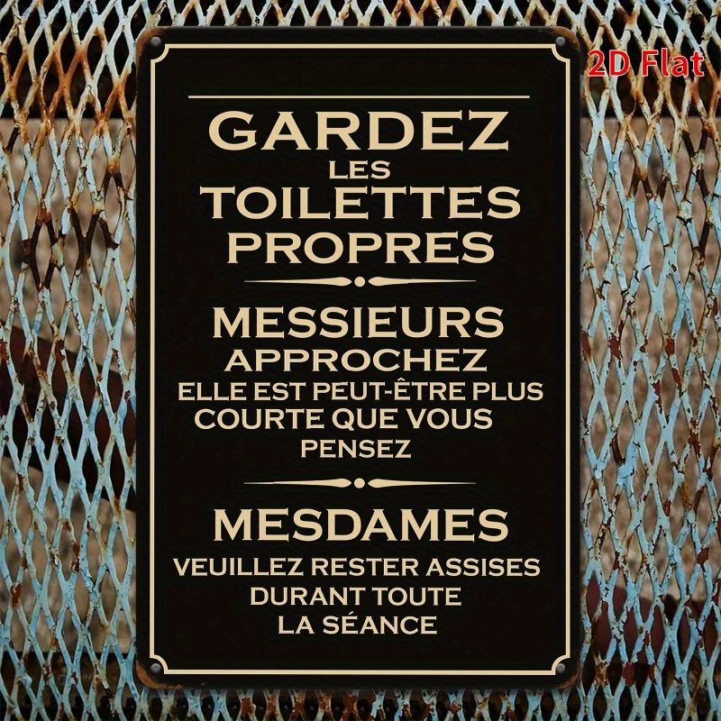 Home Bathroom Etiquette - Placa de Metal Vintage 2D, Arte