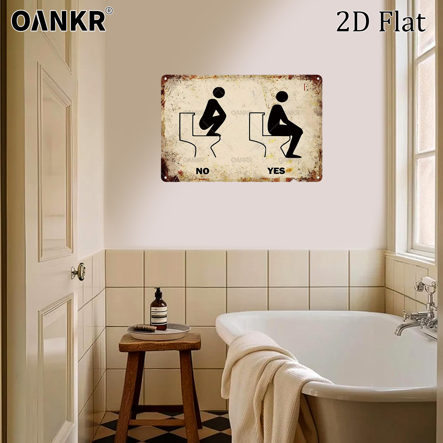 Home Bathroom Etiquette - Placa de Metal Engraçada sobre Etiqueta