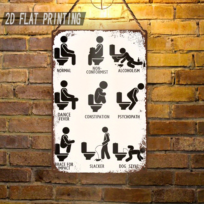 Placa de Metal Vintage com Grá - Home Bathroom Etiquette avaliação e preço