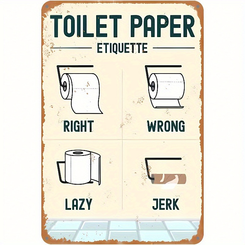 Placa de Parede 2D de Alumínio - Home Bathroom Etiquette avaliação e preço