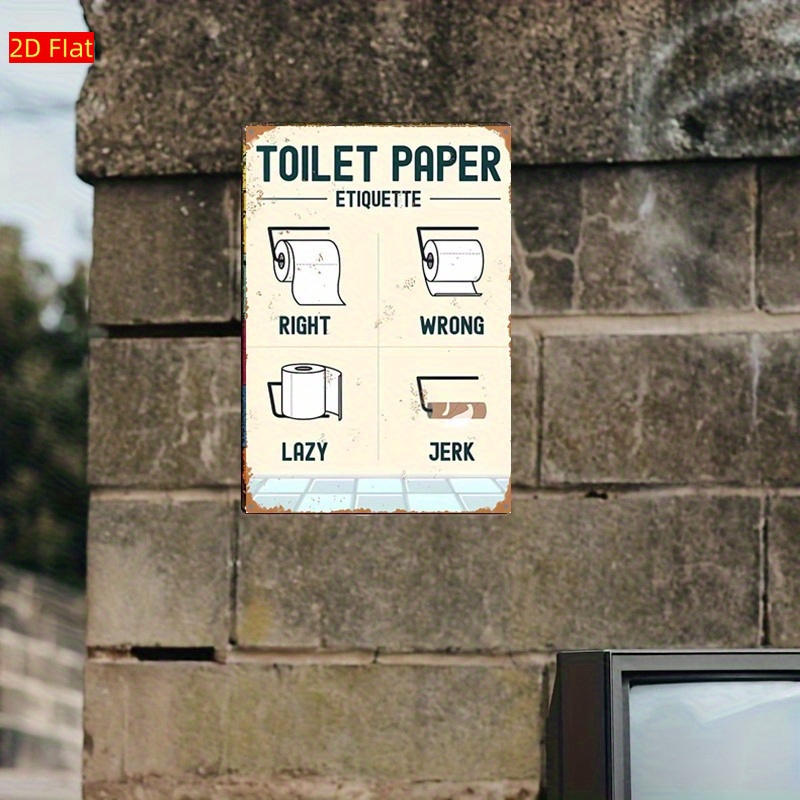 Placa de Parede 2D de Alumínio - Home Bathroom Etiquette avaliação e preço